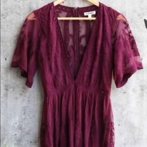 Deep Maroon lace maxi dress